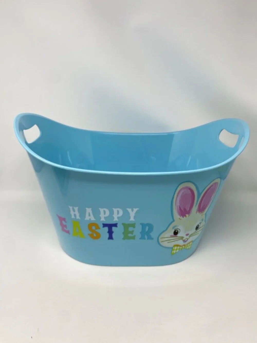 Target Happy Easter Plastic Tub Light Blue - Spritz™ Handles Bunny Chicks